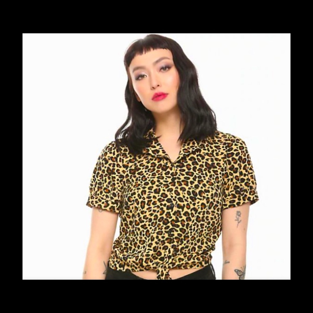 Cheetah Print Tie-Front Button-Up